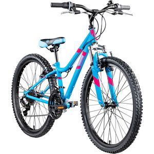 Galano GA20 24 Zoll Jugendfahrrad MTB Hardtail 130 - 145 cm Mädchen Jungen Fahrrad ab 8 Jahre Mountainbike 21 Gänge Jugendrad V-Brakes, Farbe:blau, Rahmengröße:30 cm