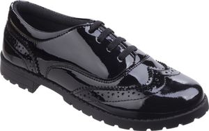 Hush Puppies Mädchen Leder-Schnürschuhe Eadie Jnr im Budapester-Stil FS5564 (33 EU) (Schwarz)