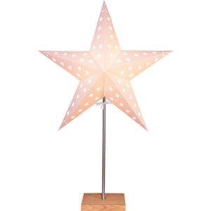 Best Season Standleuchte "Star" Materal: Metall/Holz/Papier, ca. 67x43cm, Farbe: beige/eich, 233-05