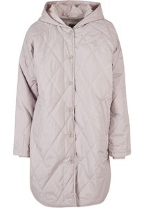 Urban Classics Ladies Oversized Diamond Quilted Hooded Coat warmgrey - M