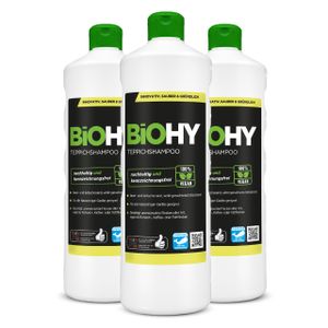 BiOHY Teppichshampoo, Teppichreiniger, Teppichreinigungsmittel, Teppichschaum – 3er Pack (3 x 1 Liter Flasche)
