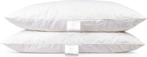 2-er Set | Kopfkissen 80x80 cm | Füllung: 1000 Gramm Daunen | 100% Natur Kissen | Bezug: 100% Baumwolle | Federkissen 80 x 80 cm |