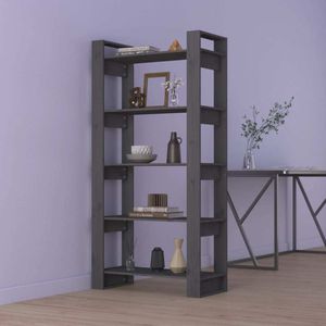 vidaXL Bücherregal/Raumteiler Grau 80x35x160 cm Massivholz vidaXL Bücherregal/Raumteiler Grau 80x35x160 cm Massivholz