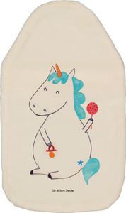 Mr. & Mrs. Panda Wärmflasche Einhorn Baby - Weiß - Geschenk, Babyglück, Einhörner, Schnuller, Kinderwärmflasche, Kleine Wärmflasche, Eltern, Einhorn Deko, Bettflasche