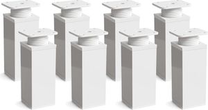 8er Set sossai® moderne Möbelfüße in Weiß 100mm höhenverstellbar Schrankfüße Sockelfüße