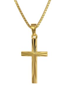 trendor 75438 Kreuz-Anhänger Gold 750 / 18K mit goldplattierter Kette, 50 cm