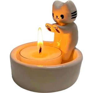 Kočičí svícen, svícen na kreslenou kočku, svícen na čajovou svíčku, (svíčky nejsou součástí balení)