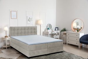 Boxspringová postel MALMO s topperem a dvěma zásuvkami na postel Matrace manželská postel 200 cm (Fresh 02- béžová)