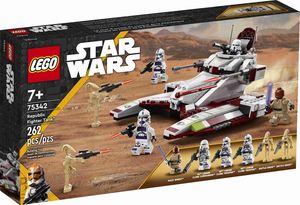 LEGO 75342 Star Wars Republic Fighter Tank Spielzeug-Panzer zum Bauen mit 4 Clone Trooper-Minifiguren und 2 Droiden, Clone Wars Set ab 7 Jahren