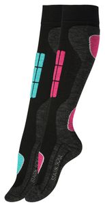 Stark Soul® Skisocken 2 Paar Wintersport Socken, Spezialpolsterung 39-42 pink/turquoise