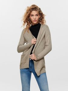 ONLY Damen Lange Strickjacke Stretch ONLLESLY Open Cardigan Gerippt | L