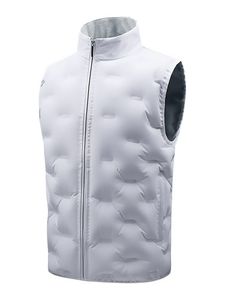 Männer ärmellose Weste Jacke schlanker Fit Standkragenmantel komfortabel Warm im Winter,Farbe:Weiß,Größe:Xl
