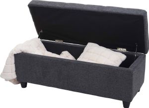 Aufbewahrungs-Truhe Kriens, Sitzbank Bank, Stoff/Textil, 45x114x45cm MVG-  dunkelgrau