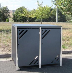 Mülltonnenbox für 2 Mülltonnen mit Klappdeckel grau DB703/RAL9006