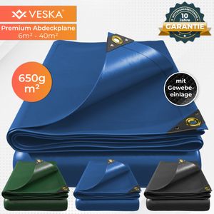 Profi Abdeckplane 650g/m² Gewebeplane, Schutzplane, Bootsplane, Poolabdeckung, Zeltunterlage, LKW Plane für Camping & Outdoor Garten - 3x5m - 15m² - blau