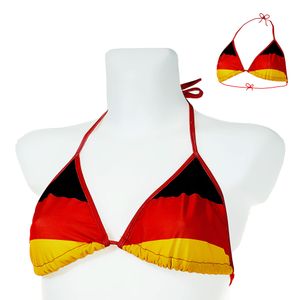 Bikini Oberteil onesize Deutschland schmale Träger Triangel-Bikini Schwarz/Rot/Gold Fanartikel Fussball Badezubehör