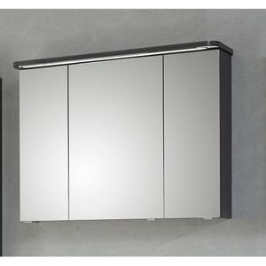 Badmöbel Spiegelschrank mit Korpus in Steingrau lackiert FES-4005-66 inkl. Steckdose, LED & Soft-Close - B/H/T: 90/72,2/17cm