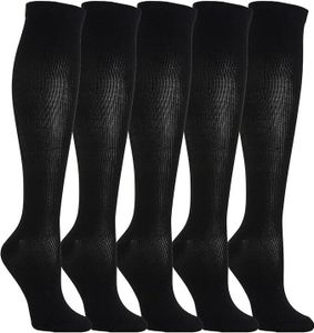 5 Paar Kompressionsstrümpfe Kniestrümpfe Stützstrümpfe Laufsocken für Damen & Herren, Sport, Laufen, Flug, Reisen - S/M（Schwarz）