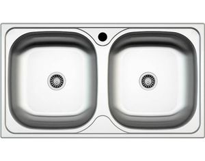 Edelstahl-Einbauspüle 2 Becken 78 x 44 cm Einbauspüle Spüle + Zubehör Spülbecken Küchenspüle