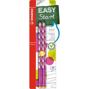 Ergonomischer Dreikant-Bleistift für Linkshänder - STABILO EASYgraph in pink - 2er Pack - Härtegrad HB