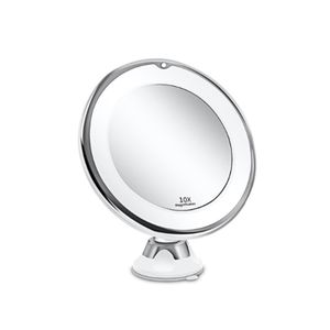 Kosmetikspiegel LED Beleuchtet mit 10x Vergrößerung, 360° Schwenkbar, Makeup Spiegel Schminkspiegel mit Blendfreier Beleuchtung für Zuhause und Unterwegs