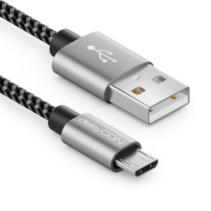 deleyCON 1,5m Nylon Micro USB Kabel Ladekabel Datenkabel Metallstecker Laden & Synchronisieren Handy Smartphone Tablet Navigationsgerät