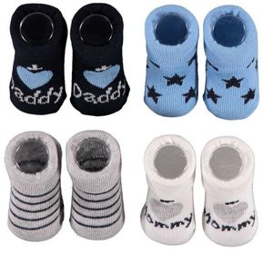 baby-Socken Geschenkbox New Born Baumwolle blau/grau/weiß 4 Paar