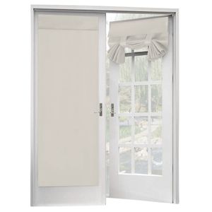 Sada 2 záclon na francouzské dveře s tepelně izolovaným zatemňovacím panelem na skleněné dveře se suchým zipem Tricia Curtain, 2 panely, 26 x 68 palců, slonová kost, bílá