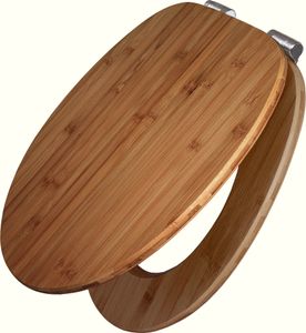 banjado Design WC Sitz Bambus mit Absenkautomatik - Toilettendeckel mit Absenkautomatik Holz/hochwertiger Bambus Klodeckel [TDB2 Blanco]