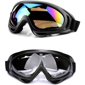 2 Stück Unisex Ski Snowboard Brille, Snowboardbrille, UV-Schutz Goggle, Anti-Fog Skibrille, für Skifahren (Bunt + Transparent)