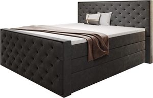 Skříňová postel Grekpol Bella 200x200 cm, prošívaná, dvojitá matrace Bonnell, topper, dvě zásuvky na postel Látka: Monolit 92