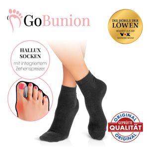 GoBunion Hallux Socken mit integriertem Zehenspreizer, Größe 39-42, schwarz