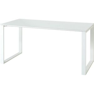 Design Büro Schreibtisch 160cm mit Glas-Platte MONTERO-01 weiß mit Metallgestell BxHxT ca.160x75x80cm