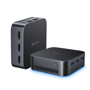 Blackview MP80 Mini PC, Intel 12th N95 Mini Computer, 16GB LPDDR5 512GB M.2 SSD, Windows 11 Home, Dual LAN, 3 HDMI, 4K UHD, Gigabit-Ethernet, Schwarz