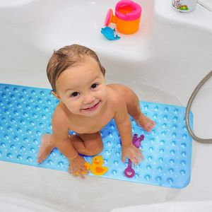 Switory rutschfeste Badewannenmatten extra lang für die Wanne, Matte mit Saugnäpfen und Ablauflöchern, speziell für Babies und Kleinkinder (101 x 40 cm, Blau)