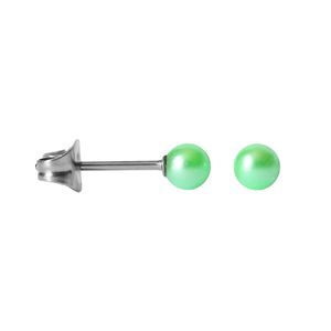 1 Paar 316L Chirurgenstahl Ohrstecker mit synthetischer Perle Größe - 6 mm Farbe - Grün Kugel rund Ohrschmuck Ohrringe Ohrhänger