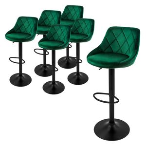 ML-Design sada 6 barových židlí barová židle otočná o 360°, čalouněná barová židle s opěradlem a podnožkou, 62-82 cm