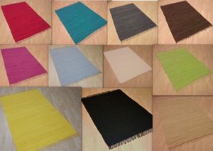 Teppich Fleckerl Fleckerlteppich Handwebteppich UNI Baumwolle Handweb Waschbar Farbe: Braun Größe: ca. 60x110 cm