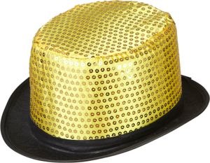 Pailletten-Zylinder Party-Hut schwarz-gold