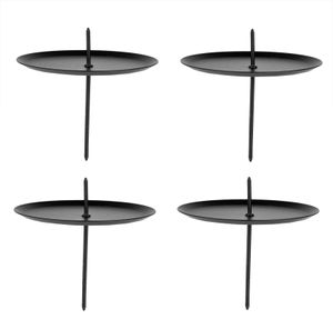 4er Set Kerzenhalter für Adventskranz - Schwarz - Ø 6cm - Kerzenteller zum Stecken : 6 cm : Schwarz