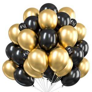 Dekotalent® 150x Luftballons Ballons Luftballon für Luft und Helium schwarz-gold mix - Silvester Deko