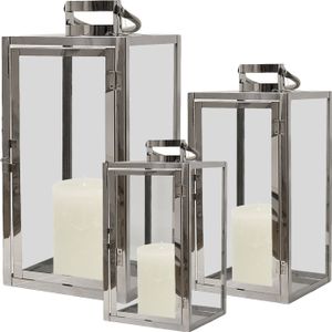 3er Set XXL Edelstahl Windlicht - Laternen Set 30/40/53cm