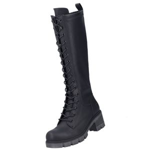 Rieker Damen Schnürstiefel Blockabsatz Langschaft Stiefel 92044, Größe:38 EU, Farbe:Schwarz