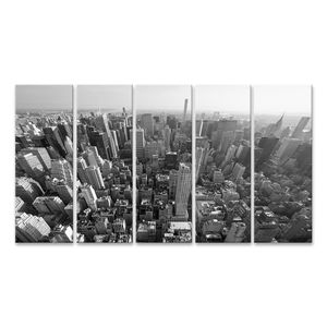 islandburner Bild auf Leinwand New York City Manhattan Skyline Schwarz und Weiß Luftbild