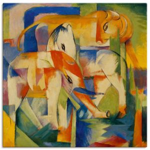 Franz Marc: Elefant, Pferd, Rind. 1914., Produkt:Leinwand, Größe (HxB):70x70 cm / Leinwand