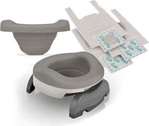 Potette  multifunktionaler 3-in-1-Reise-Toilettensitz  für Kinder - Kompakt & Faltbar - Baby-Mobile-Toilette - Einfache Reinigung & Hygiene Weiß/Grau