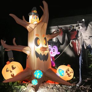 COSTWAY 180cm Aufblasbarer Halloween-Baum, Halloween-Dekoration mit Kürbis, Vampir, Eule, Pilzen, Toter Geisterbaum mit LED-Leuchten, für Hof, Rasen, Party