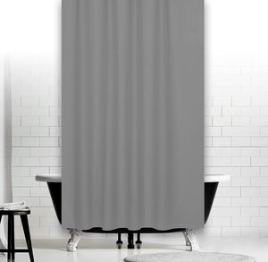 Grauer Duschvorhang Überlänge 230x180 cm ,Badevorhang Anti-Schimmel und Wasserdicht aus Stoff , Waschbar Ringen