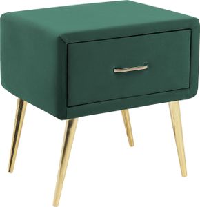 BELIANI Nachttisch Grün Samt 38 x 46 x 49 cm mit Metallgestell Gold 1 Schublade Rechteckig Aufbewahrung Modern Glamourös Möbel für Schlafzimmer Flur