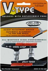 Kool-Stop Bremsschuhe H5 V-Type dual V-Brake, L=72,5mm asym., Belag wechselbar, schwarz/salmon